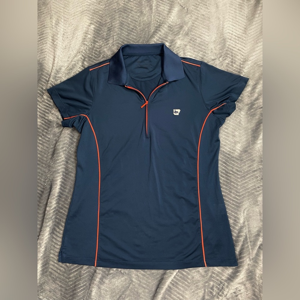 Womens Peter Millar Navy Blue UPF Performance Golf Polo Shirt Medium